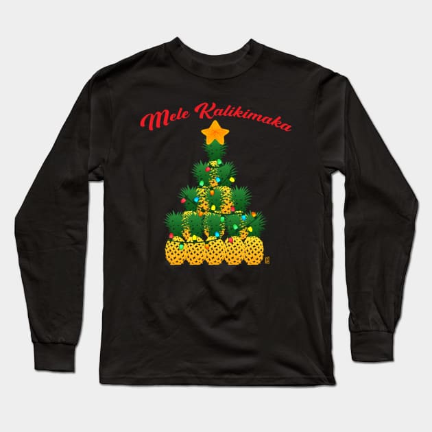 Mele Kalikimaka Pineapple Christmas Tree Long Sleeve T-Shirt by jasonyerface